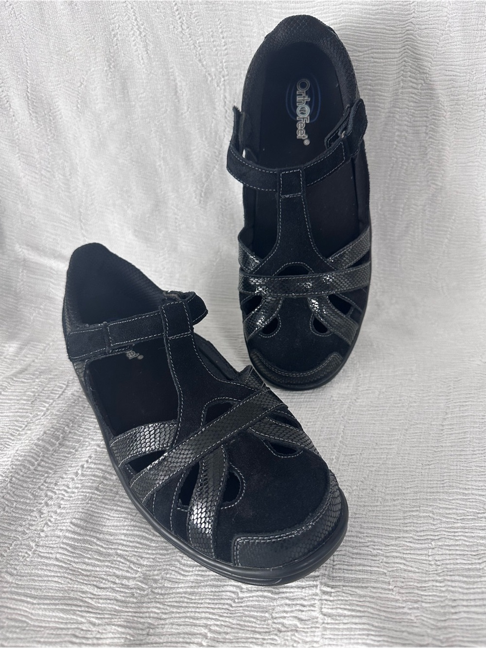OrthoFeet Juno Black Suede T-Strap Mary Janes 10.5W ✨👟